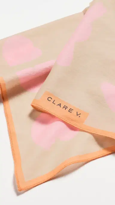 Clare V. Bandana Scarf Khaki with Pink One Size | Thumbnail 5 Clare V. Bandana Scarf Khaki with Pink One Size | Thumbnail 5