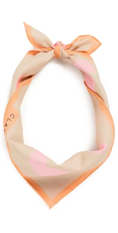 Clare V. Bandana Scarf Khaki with Pink One Size | Thumbnail 1 Clare V. Bandana Scarf Khaki with Pink One Size | Thumbnail 1