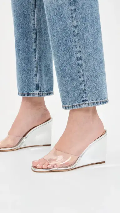 Veronica Beard Asha Wedges Clear/Silver | Thumbnail 3 Veronica Beard Asha Wedges Clear/Silver | Thumbnail 3