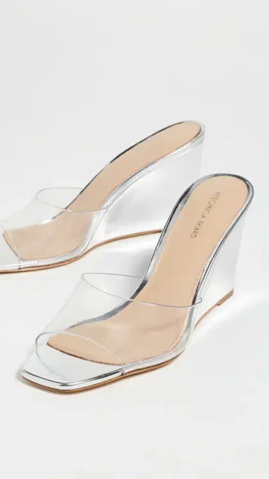 Veronica Beard Asha Wedges Clear/Silver | Thumbnail 5 Veronica Beard Asha Wedges Clear/Silver | Thumbnail 5