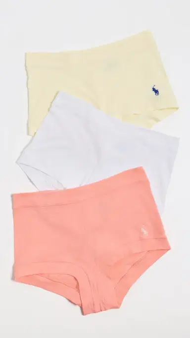 Polo Ralph Lauren Club Cotton Girl Shorts Panties 3 Pack White Cloud/Yellow/Citrine | Thumbnail 2 Polo Ralph Lauren Club Cotton Girl Shorts Panties 3 Pack White Cloud/Yellow/Citrine | Thumbnail 2