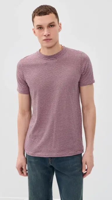 Isabel Marant Leon Striped Linen Tee ight Pink/Black | Thumbnail 2 Isabel Marant Leon Striped Linen Tee ight Pink/Black | Thumbnail 2