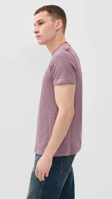 Isabel Marant Leon Striped Linen Tee ight Pink/Black | Thumbnail 4 Isabel Marant Leon Striped Linen Tee ight Pink/Black | Thumbnail 4