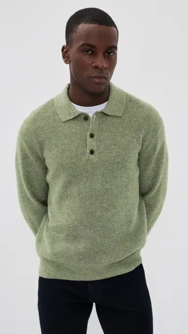 Madewell Waffle Polo Heather age | Thumbnail 2 Madewell Waffle Polo Heather age | Thumbnail 2