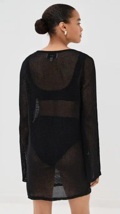LE BOP Biarritz Long Sleeve Mini Coverup Noir | Thumbnail 3 LE BOP Biarritz Long Sleeve Mini Coverup Noir | Thumbnail 3