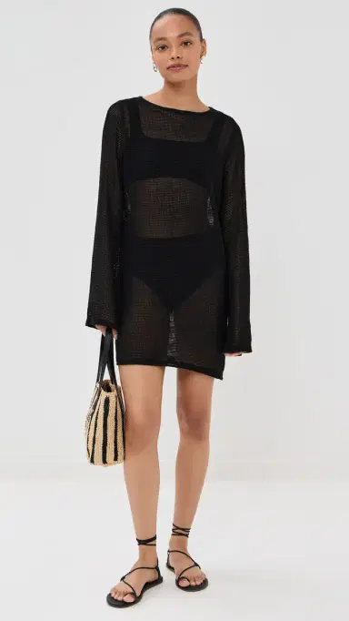 LE BOP Biarritz Long Sleeve Mini Coverup Noir | Thumbnail 5 LE BOP Biarritz Long Sleeve Mini Coverup Noir | Thumbnail 5