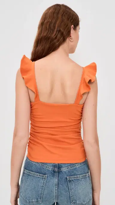 susana monaco Flutter Sleeve Gathered Top Apricot | Thumbnail 3 susana monaco Flutter Sleeve Gathered Top Apricot | Thumbnail 3