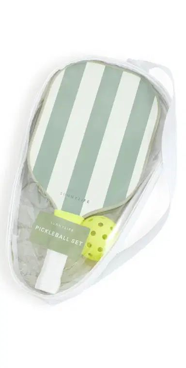 SunnyLife Stripe Pickleball Set Sage One Size | Thumbnail 1 SunnyLife Stripe Pickleball Set Sage One Size | Thumbnail 1