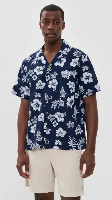 Polo Ralph Lauren Short Sleeve eersucker Andy Camp Shirt Jaguar Tropical | Thumbnail 2 Polo Ralph Lauren Short Sleeve eersucker Andy Camp Shirt Jaguar Tropical | Thumbnail 2