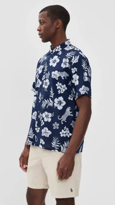 Polo Ralph Lauren Short Sleeve eersucker Andy Camp Shirt Jaguar Tropical | Thumbnail 4 Polo Ralph Lauren Short Sleeve eersucker Andy Camp Shirt Jaguar Tropical | Thumbnail 4