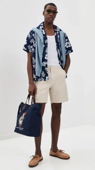 Polo Ralph Lauren Short Sleeve eersucker Andy Camp Shirt Jaguar Tropical | Thumbnail 5 Polo Ralph Lauren Short Sleeve eersucker Andy Camp Shirt Jaguar Tropical | Thumbnail 5