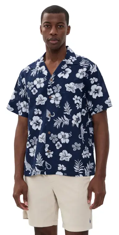 Polo Ralph Lauren Short Sleeve eersucker Andy Camp Shirt Jaguar Tropical | Thumbnail 1 Polo Ralph Lauren Short Sleeve eersucker Andy Camp Shirt Jaguar Tropical | Thumbnail 1