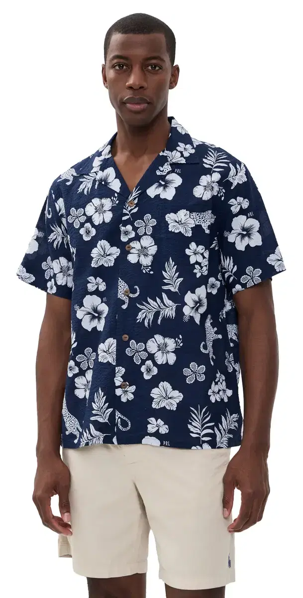 hort leeve eersucker Andy Camp hirt Jaguar Tropical hort leeve eersucker Andy Camp hirt Jaguar Tropical