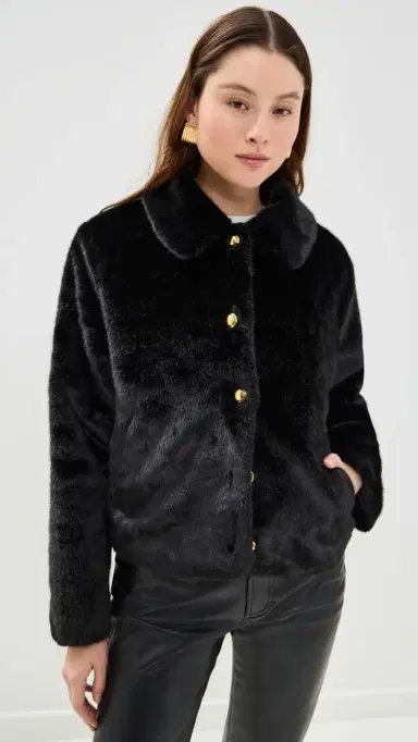 English Factory Faux Fur Collared Jacket Black | Thumbnail 2 English Factory Faux Fur Collared Jacket Black | Thumbnail 2