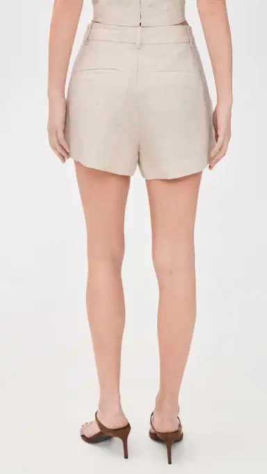 GOOD AMERICAN Linen Blend Trouser Shorts Oat | Thumbnail 3 GOOD AMERICAN Linen Blend Trouser Shorts Oat | Thumbnail 3