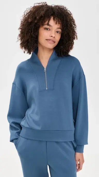 Varley Super-Soft Quarter Zip Pullover Bijou Blue | Thumbnail 2 Varley Super-Soft Quarter Zip Pullover Bijou Blue | Thumbnail 2