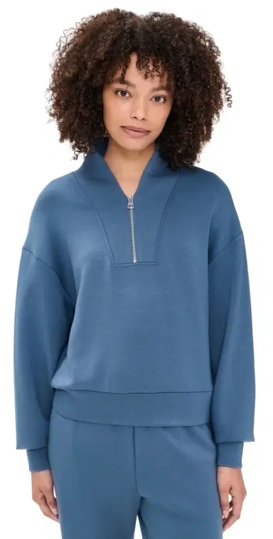 Varley Super-Soft Quarter Zip Pullover Bijou Blue | Thumbnail 1 Varley Super-Soft Quarter Zip Pullover Bijou Blue | Thumbnail 1