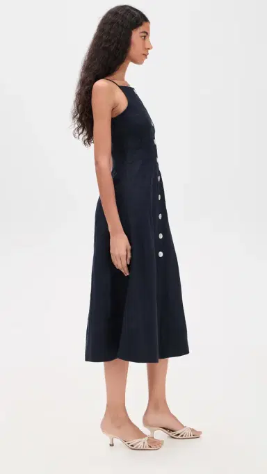 Veronica Beard Georges Linen Dress Navy | Thumbnail 4 Veronica Beard Georges Linen Dress Navy | Thumbnail 4