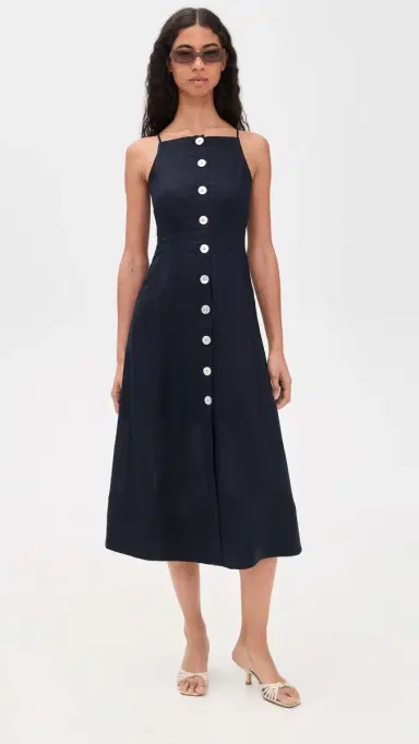 Veronica Beard Georges Linen Dress Navy | Thumbnail 5 Veronica Beard Georges Linen Dress Navy | Thumbnail 5