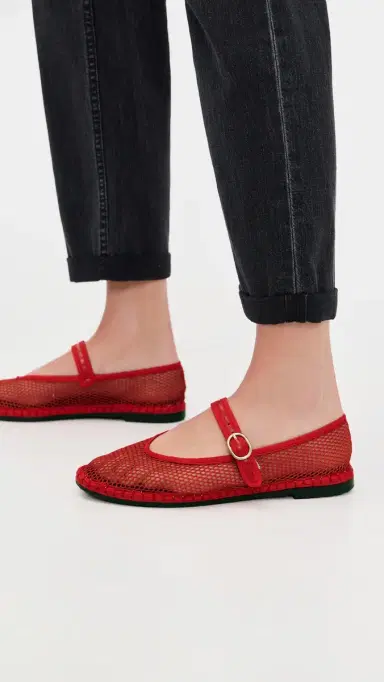 Flabelus Isabella Mesh Mary Jane Flats Red 40 | Thumbnail 3 Flabelus Isabella Mesh Mary Jane Flats Red 40 | Thumbnail 3