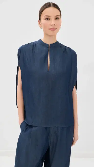 DARKPARK Tracy Chambray Sleeveless Blouse Blue Denim | Thumbnail 2 DARKPARK Tracy Chambray Sleeveless Blouse Blue Denim | Thumbnail 2