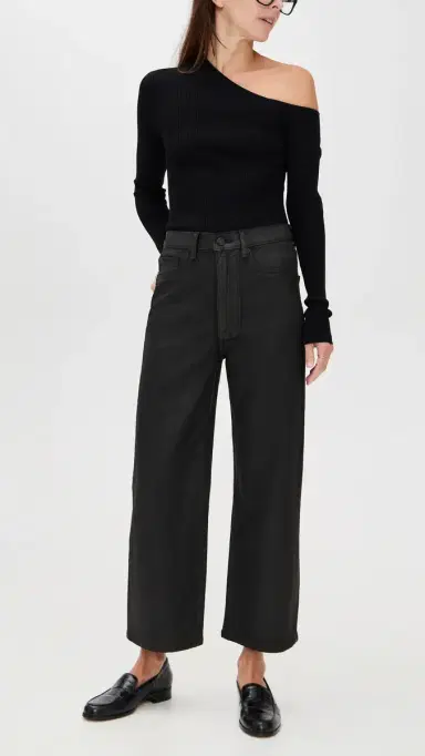 DL1961 Karmine Refined Wide Leg Petite High Rise Coated Jeans Black Coated (Highluxe) 31 | Thumbnail 5 DL1961 Karmine Refined Wide Leg Petite High Rise Coated Jeans Black Coated (Highluxe) 31 | Thumbnail 5