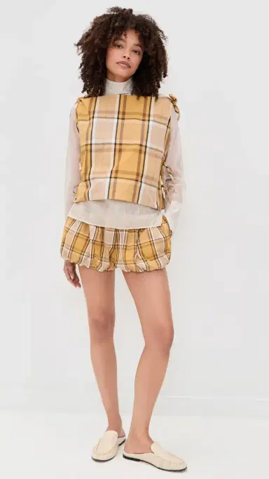 Sea Copeland Plaid Bubble Shorts Yellow | Thumbnail 5 Sea Copeland Plaid Bubble Shorts Yellow | Thumbnail 5
