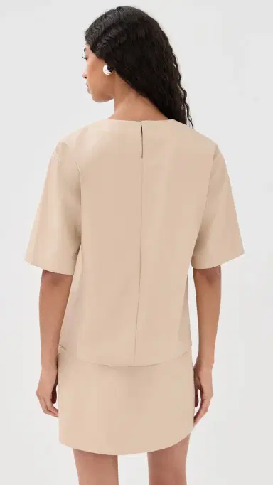 LE BOP Caroline Faux Leather Tee Sand | Thumbnail 3 LE BOP Caroline Faux Leather Tee Sand | Thumbnail 3