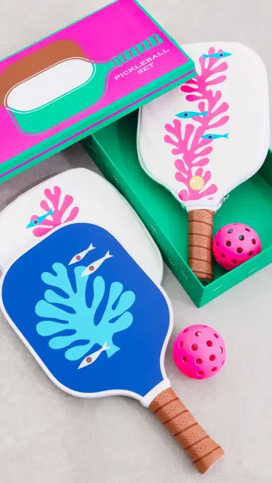 Jonathan Adler Playa Pickleball Set Orange/Blue One Size | Thumbnail 3 Jonathan Adler Playa Pickleball Set Orange/Blue One Size | Thumbnail 3