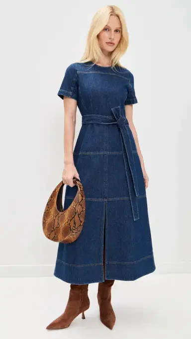 Tanya Taylor Ella Dress Classic Indigo Blue | Thumbnail 2 Tanya Taylor Ella Dress Classic Indigo Blue | Thumbnail 2