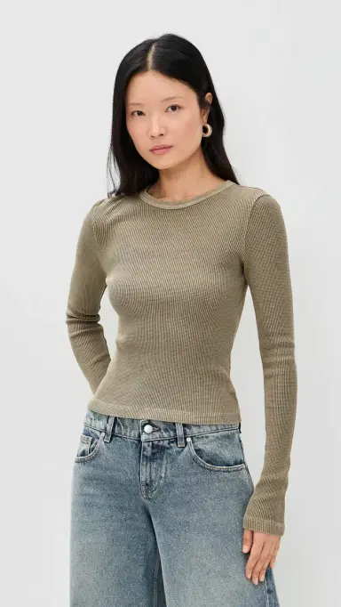 Citizens of Humanity Pilar Waffle Crewneck Bezal | Thumbnail 2 Citizens of Humanity Pilar Waffle Crewneck Bezal | Thumbnail 2