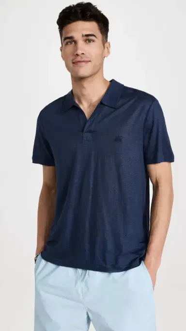 Vilebrequin Linen Pyramid Polo Shirt Navy | Thumbnail 2 Vilebrequin Linen Pyramid Polo Shirt Navy | Thumbnail 2