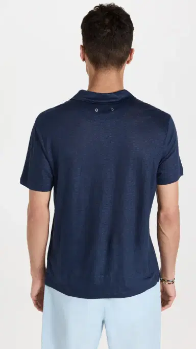 Vilebrequin Linen Pyramid Polo Shirt Navy | Thumbnail 3 Vilebrequin Linen Pyramid Polo Shirt Navy | Thumbnail 3