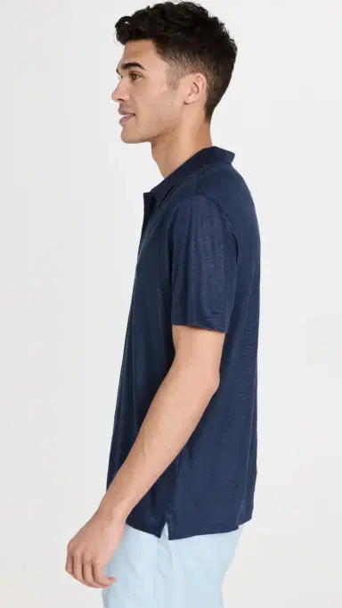 Vilebrequin Linen Pyramid Polo Shirt Navy | Thumbnail 4 Vilebrequin Linen Pyramid Polo Shirt Navy | Thumbnail 4