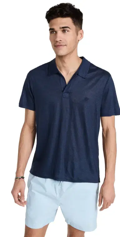 Vilebrequin Linen Pyramid Polo Shirt Navy | Thumbnail 1 Vilebrequin Linen Pyramid Polo Shirt Navy | Thumbnail 1