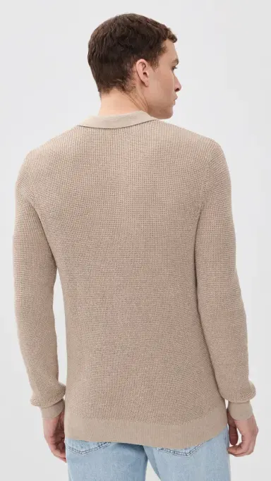 Faherty Long Sleeve unwashed Sweater Polo Natural | Thumbnail 3 Faherty Long Sleeve unwashed Sweater Polo Natural | Thumbnail 3