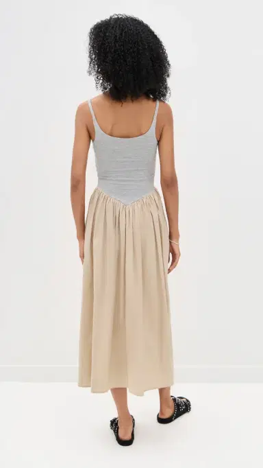 LE BOP Alix Mixed Fabric Tank Dress Heather Grey/Khaki | Thumbnail 3 LE BOP Alix Mixed Fabric Tank Dress Heather Grey/Khaki | Thumbnail 3