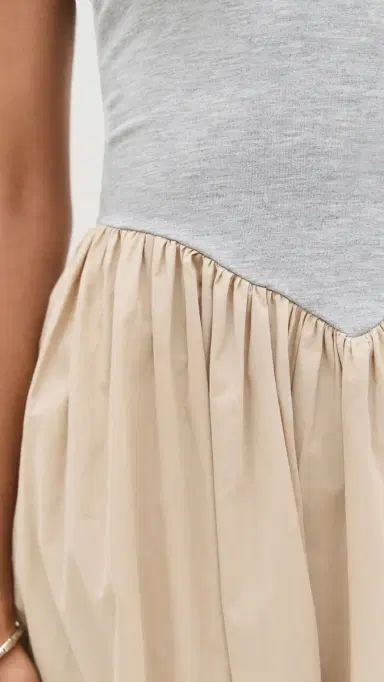 LE BOP Alix Mixed Fabric Tank Dress Heather Grey/Khaki | Thumbnail 6 LE BOP Alix Mixed Fabric Tank Dress Heather Grey/Khaki | Thumbnail 6