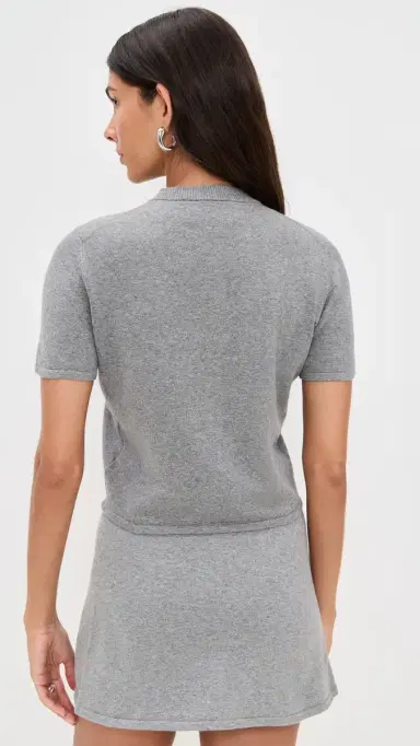 LE BOP Short Sleeve Cardigan Heather Grey | Thumbnail 3 LE BOP Short Sleeve Cardigan Heather Grey | Thumbnail 3