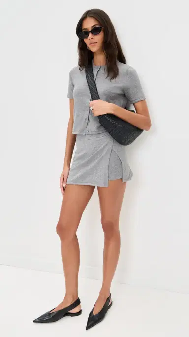 LE BOP Short Sleeve Cardigan Heather Grey | Thumbnail 5 LE BOP Short Sleeve Cardigan Heather Grey | Thumbnail 5