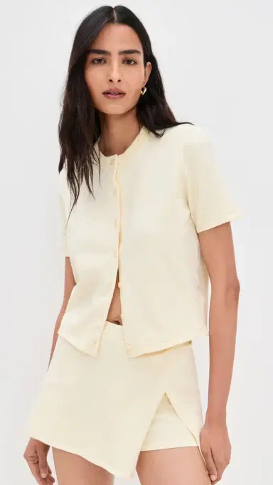 LE BOP Short Sleeve Cardigan Butter Yellow | Thumbnail 2 LE BOP Short Sleeve Cardigan Butter Yellow | Thumbnail 2