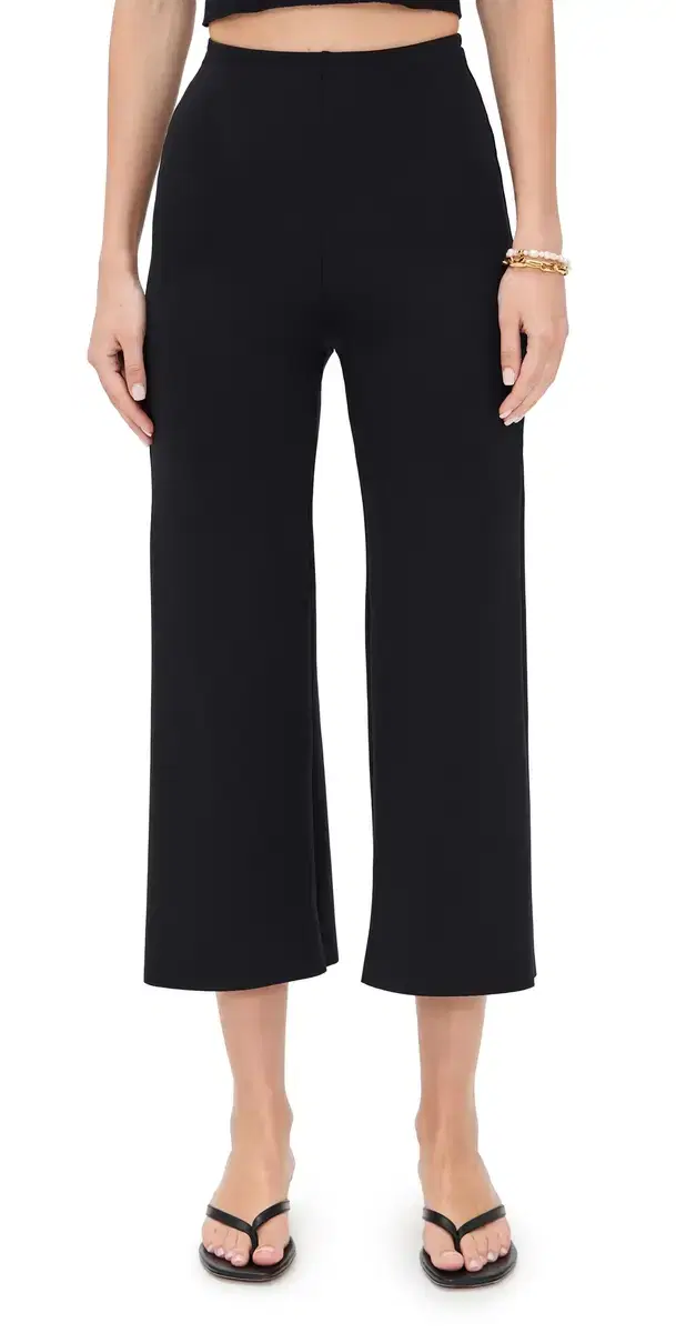 Neoprene Cropped Wide eg Pants Black Neoprene Cropped Wide eg Pants Black