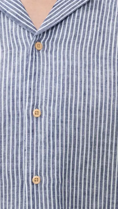 Faherty Short Sleeve Laguna Linen Camp Shirt Cloud Waters tripe | Thumbnail 6 Faherty Short Sleeve Laguna Linen Camp Shirt Cloud Waters tripe | Thumbnail 6