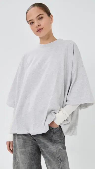 Acne Studios Gathered Logo T-Shirt Grey Melange S | Thumbnail 2 Acne Studios Gathered Logo T-Shirt Grey Melange S | Thumbnail 2