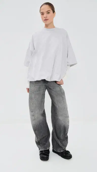 Acne Studios Gathered Logo T-Shirt Grey Melange S | Thumbnail 5 Acne Studios Gathered Logo T-Shirt Grey Melange S | Thumbnail 5