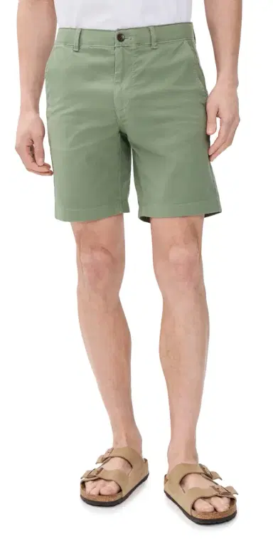 Faherty Essential Chino 8 Shorts Trail Olive | Thumbnail 1 Faherty Essential Chino 8 Shorts Trail Olive | Thumbnail 1