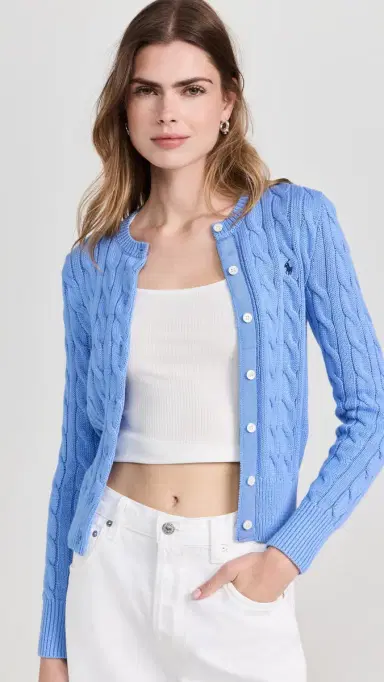 Polo Ralph Lauren Cotton Cable Long Sleeve Cardigan New Litchfield Blue | Thumbnail 2 Polo Ralph Lauren Cotton Cable Long Sleeve Cardigan New Litchfield Blue | Thumbnail 2
