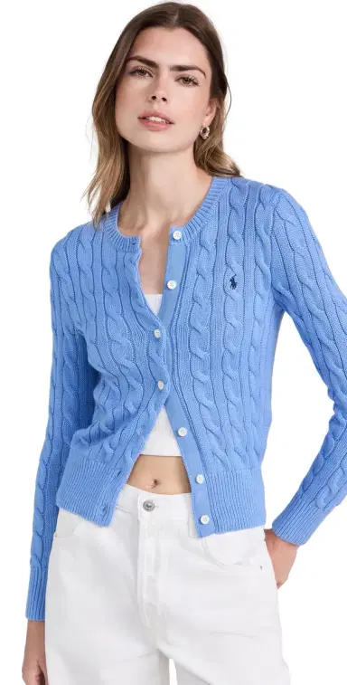 Polo Ralph Lauren Cotton Cable Long Sleeve Cardigan New Litchfield Blue | Thumbnail 1 Polo Ralph Lauren Cotton Cable Long Sleeve Cardigan New Litchfield Blue | Thumbnail 1