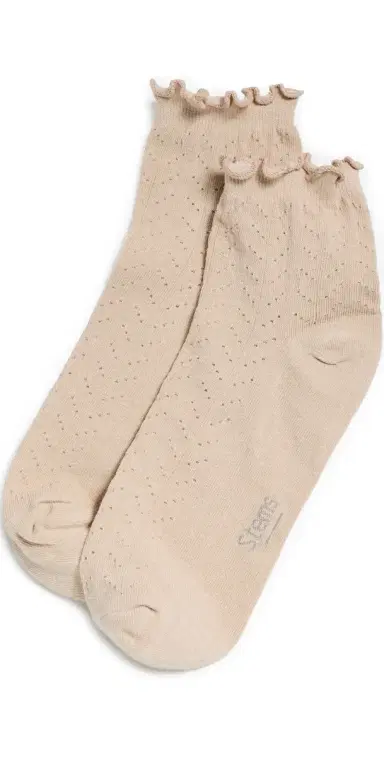 Stems Pointelle Ankle Socks Beige One Size | Thumbnail 1 Stems Pointelle Ankle Socks Beige One Size | Thumbnail 1