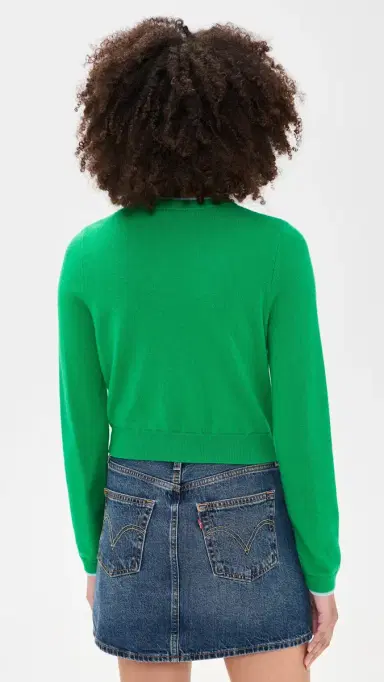 ALICE + OLIVIA Dollie Two Tone Cardigan Green Apple/Carolina Blue | Thumbnail 3 ALICE + OLIVIA Dollie Two Tone Cardigan Green Apple/Carolina Blue | Thumbnail 3